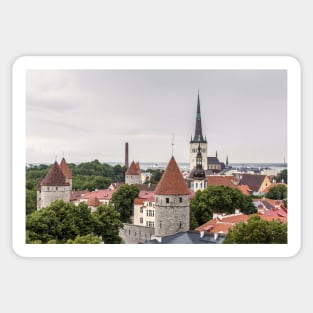 Aerial cityscape of old town of Tallinn Sticker